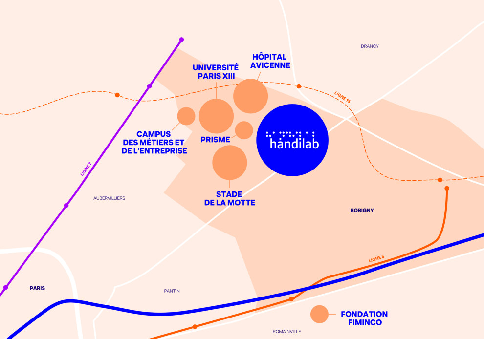 Carte de l'implantation stratégique d'Handilab, la description détaillée est disponible ci-dessous